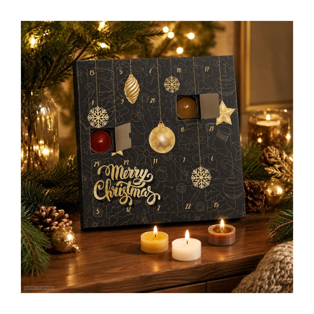Geschenkartikel / Präsentartikel : Duftkerzen Adventskalender Merry Christmas