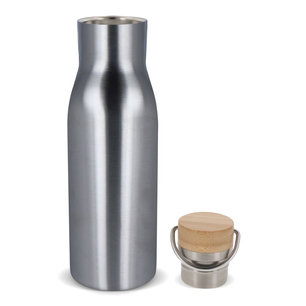 Isolier-Flasche mit Bambusdeckel, 500ml